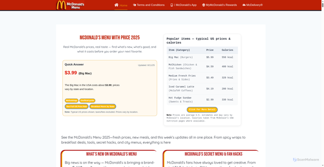 Security scan screenshot of https://mcdordermenu.com/