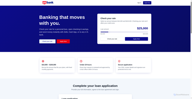 Security scan screenshot of https://get-instant-loan-us-bank-applynow.vercel.app/
