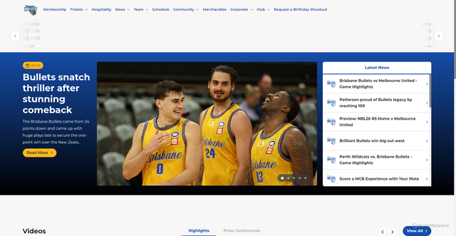 Security scan screenshot of https://www.brisbanebullets.com.au/