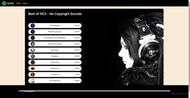 Security scan screenshot of https://spotify-clone-js.netlify.app/