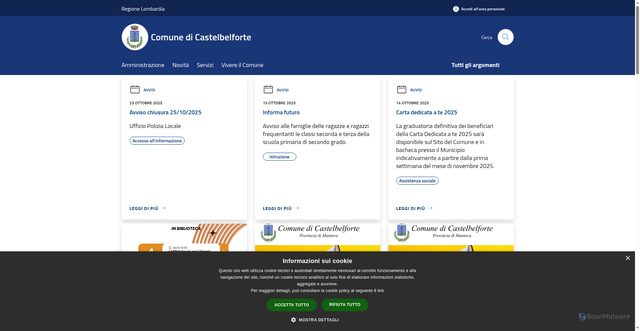 Security scan screenshot of https://www.comune.castelbelforte.mn.it/it