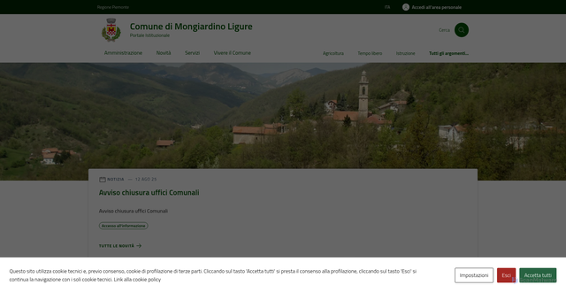 Security scan screenshot of https://comune.mongiardinoligure.al.it/