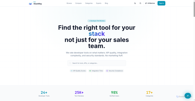 Security scan screenshot of https://stackray.io/