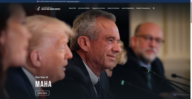 Security scan screenshot of https://www.hhs.gov/