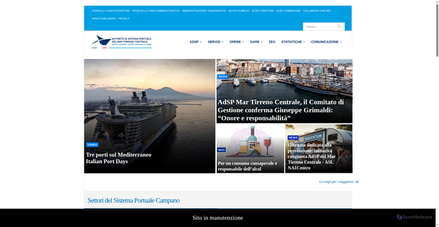 Security scan screenshot of https://adsptirrenocentrale.it/