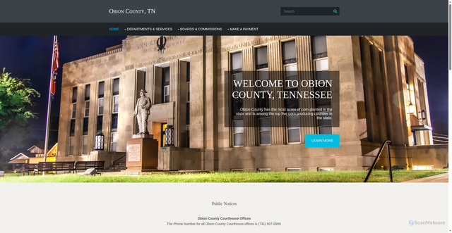 Security scan screenshot of https://www.obioncountytn.gov/