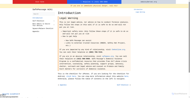 Security scan screenshot of https://safepassage-wiki.pages.dev/iphone/