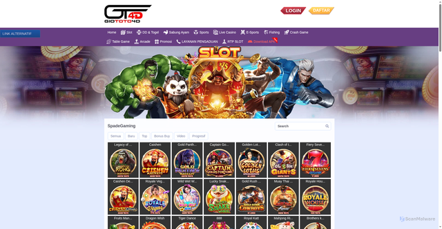 Security scan screenshot of https://lagiimlek.top/desktop/game/slot/spadegaming