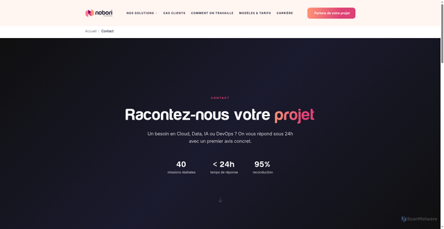 Security scan screenshot of https://nobori-website.pages.dev/contact/?subject=projet-architecture