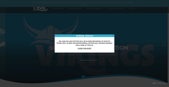 Security scan screenshot of https://delmar.edu