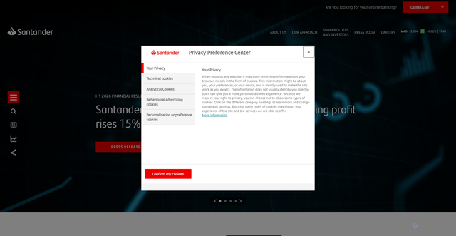 Security scan screenshot of https://www.santander.com