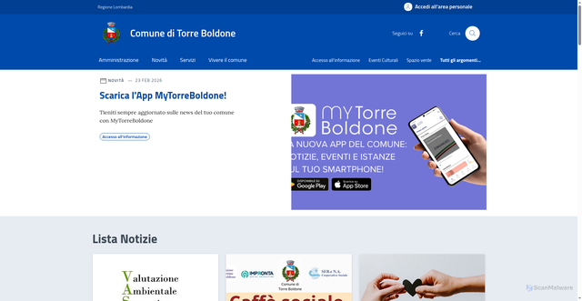 Security scan screenshot of https://www.comune.torreboldone.bg.it