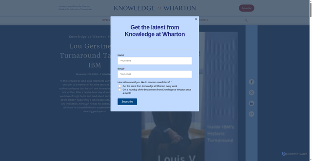Security scan screenshot of https://knowledge.wharton.upenn.edu/podcast/knowledge-at-wharton-podcast/lou-gerstners-turnaround-tales-at-ibm/