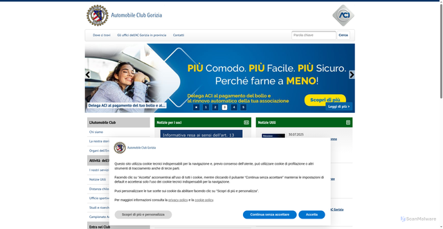 Security scan screenshot of https://gorizia.aci.it/
