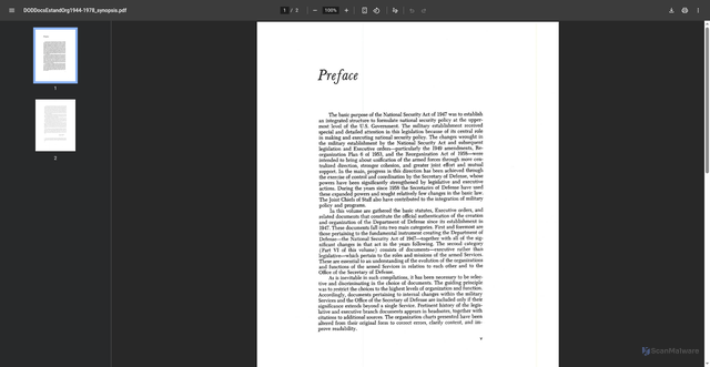 Security scan screenshot of https://history.defense.gov/Portals/70/Documents/other/DODDocsEstandOrg1944-1978_synopsis.pdf?ver=FJtgx4o5yGhz4Yd_vBiYjQ%3D%3D