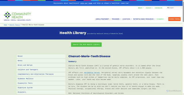 Security scan screenshot of https://www.chcrr.org/health-topic/charcot-marie-tooth-disease/