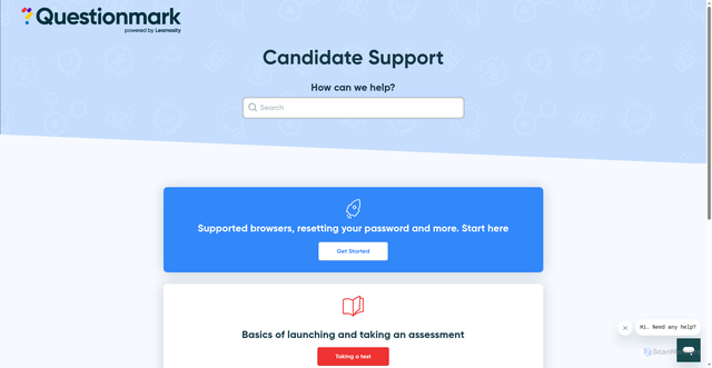 Security scan screenshot of https://ondemand.questionmark.com