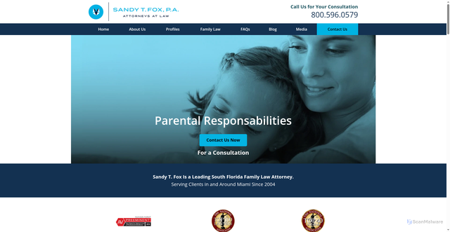 Security scan screenshot of https://www.miamidivorce.com/