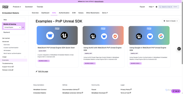 Security scan screenshot of http://metamask-docs-fbv47wj26-consensys-ddffed67.vercel.app/embedded-wallets/sdk/unreal/examples/