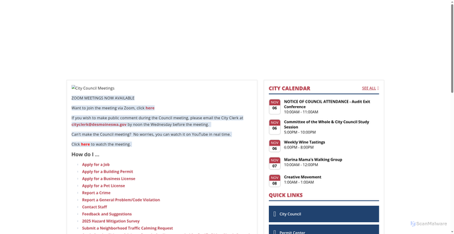 Security scan screenshot of https://www.desmoineswa.gov/