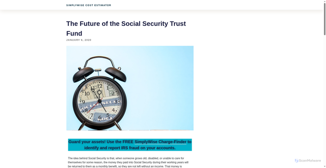 Security scan screenshot of https://www.simplywise.com/blog/social-security-trust-fund/