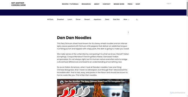 Security scan screenshot of https://www.notanothercookingshow.tv/post/dan-dan-noodles