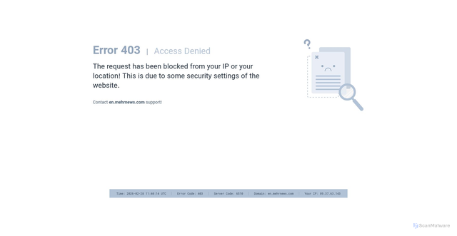 Security scan screenshot of https://en.mehrnews.com/tag/Ali+Shamkhani