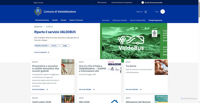 Security scan screenshot of https://www.comune.valdobbiadene.tv.it