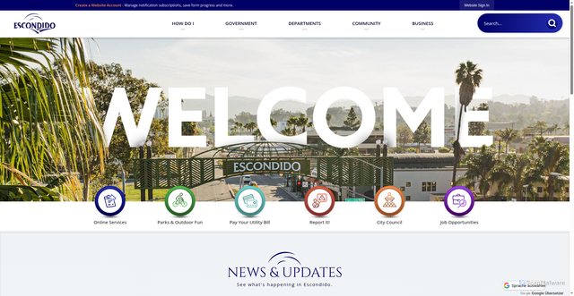 Security scan screenshot of https://escondido.gov/