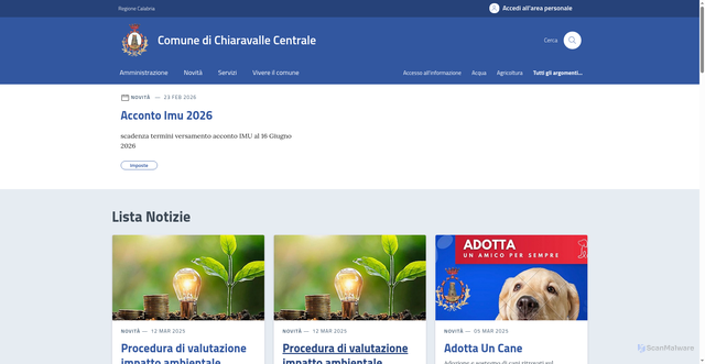 Security scan screenshot of https://www.comune.chiaravallecentrale.cz.it