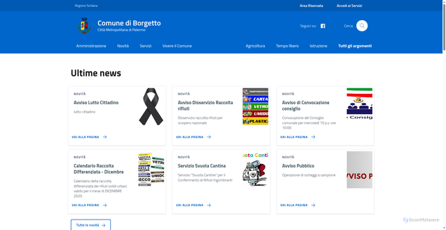 Security scan screenshot of https://www.comune.borgetto.pa.it/