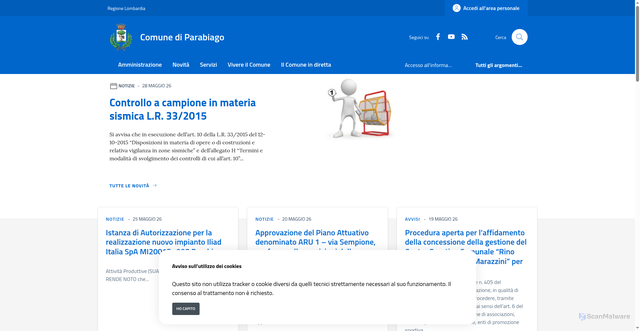 Security scan screenshot of https://www.comune.parabiago.mi.it