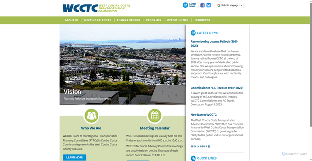 Security scan screenshot of https://www.westcontracostatc.gov/