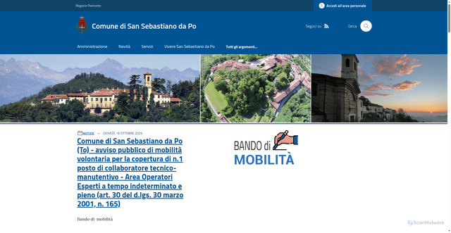 Security scan screenshot of https://www.comune.sansebastianodapo.to.it/