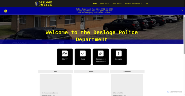 Security scan screenshot of https://deslogepd.gov/
