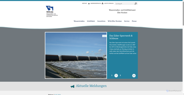 Security scan screenshot of https://www.wsa-elbe-nordsee.wsv.de/Webs/WSA/Elbe-Nordsee/DE/0_Startseite/startseite_node.html