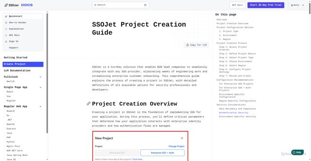 Security scan screenshot of https://ssojet-docs.pages.dev/en/create-project/