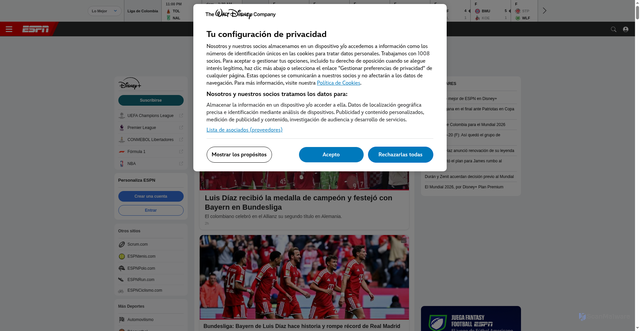 Security scan screenshot of https://www.espn.com.co