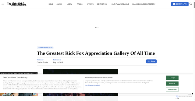 Security scan screenshot of https://thelightnc.com/playlist/rick-fox-career-achievements/