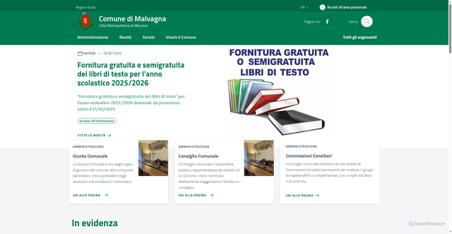 Security scan screenshot of https://www.comune.malvagna.me.it/