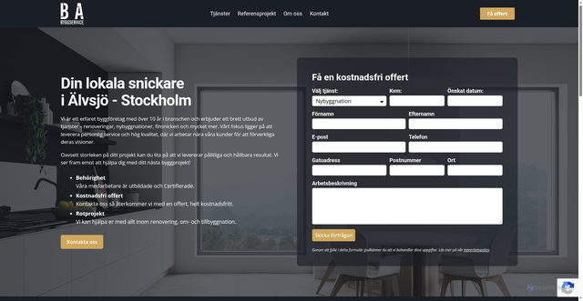 Security scan screenshot of https://babyggservice.se