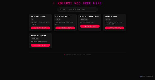 Security scan screenshot of ygga-mod-ff-dpucjxjg6rko.edgeone.dev