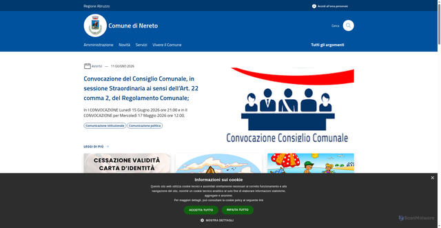 Security scan screenshot of https://www.comune.nereto.te.it