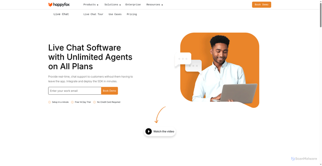 Security scan screenshot of https://happyfoxchat.com
