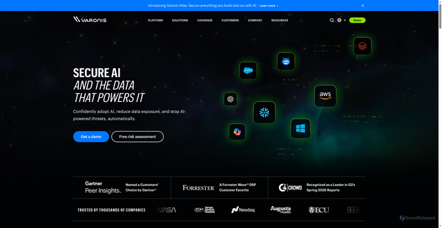 Security scan screenshot of https://authuks.api.varonis.io