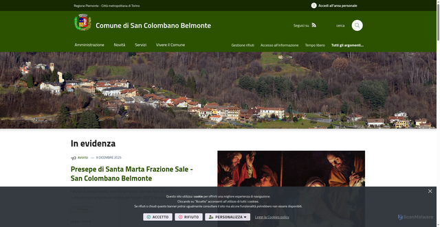 Security scan screenshot of www.comune.sancolombanobelmonte.to.it
