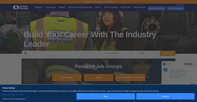Security scan screenshot of https://jobs.unitedrentals.com/