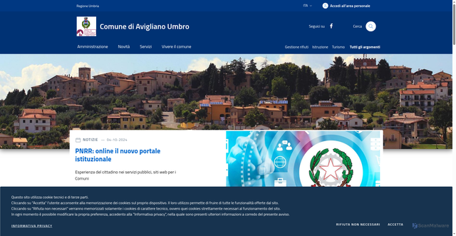 Security scan screenshot of https://www.comune.aviglianoumbro.tr.it/