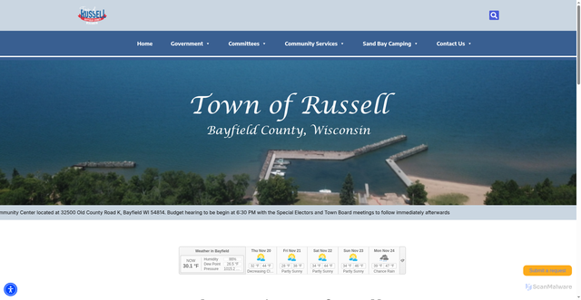 Security scan screenshot of https://townofrussellwi.gov/