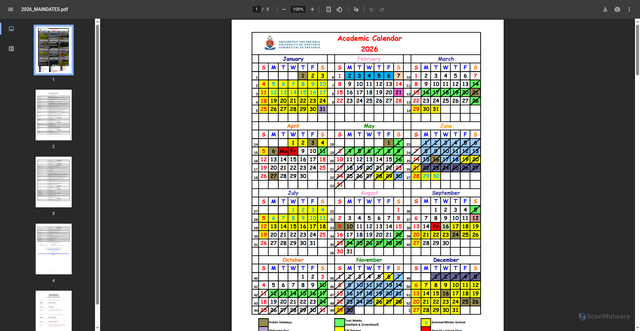 Security scan screenshot of https://linus.up.ac.za/calendars/2026_MAINDATES.pdf